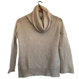 Sigrid Olsen Cowl Neck open knit sweater Ivory XS lightweight sheer Romantic